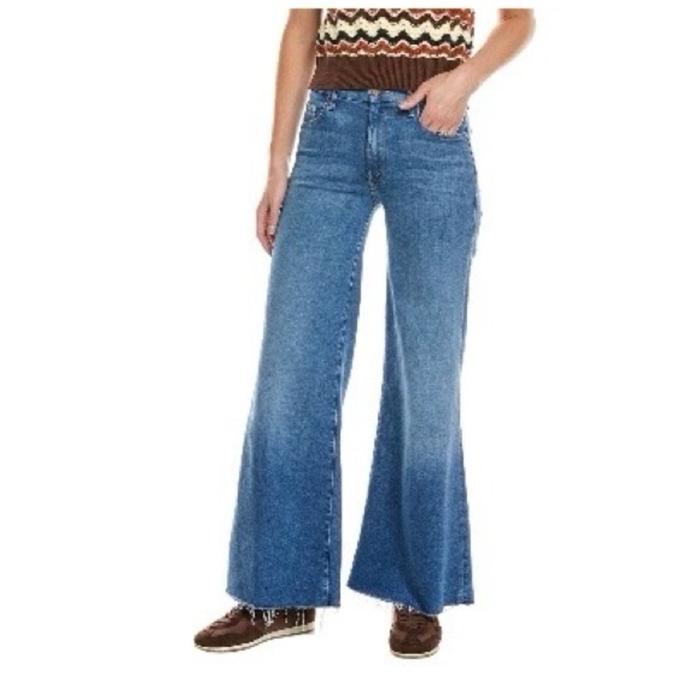 MOTHER Blue High-Rise Flare Wide-Leg Jeans